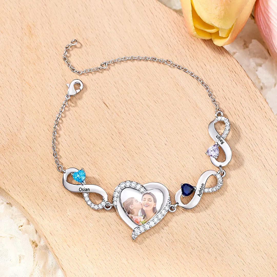 2-5 Birthstones & Names & Photo - Personalized Birthstone Beautiful Br