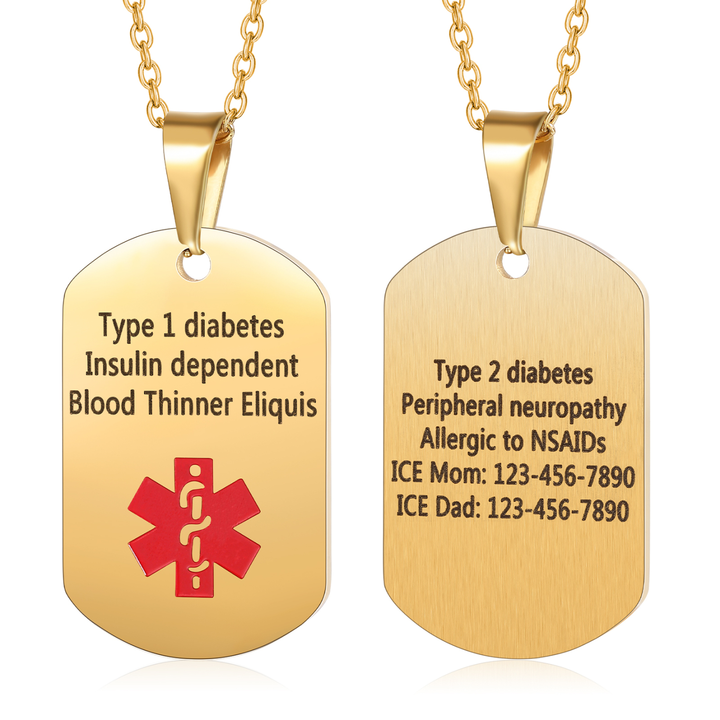 Personalised Medical Alert Necklace with Custom Engraving and Emergency Info Gift for Family | Jessemade