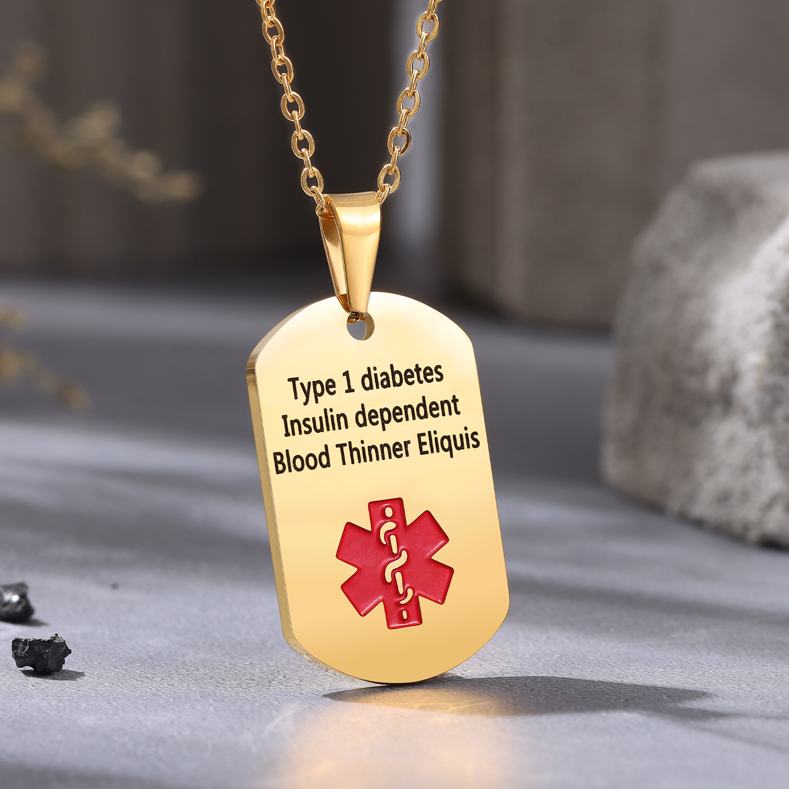 Personalised Medical Alert Necklace with Custom Engraving and Emergency Info Gift for Family | Jessemade