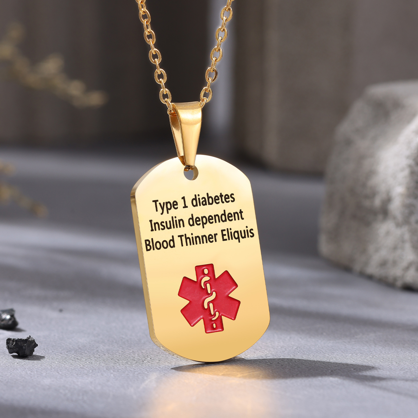 Personalised Medical Alert Necklace with Custom Engraving and Emergency Info Gift for Family | Jessemade