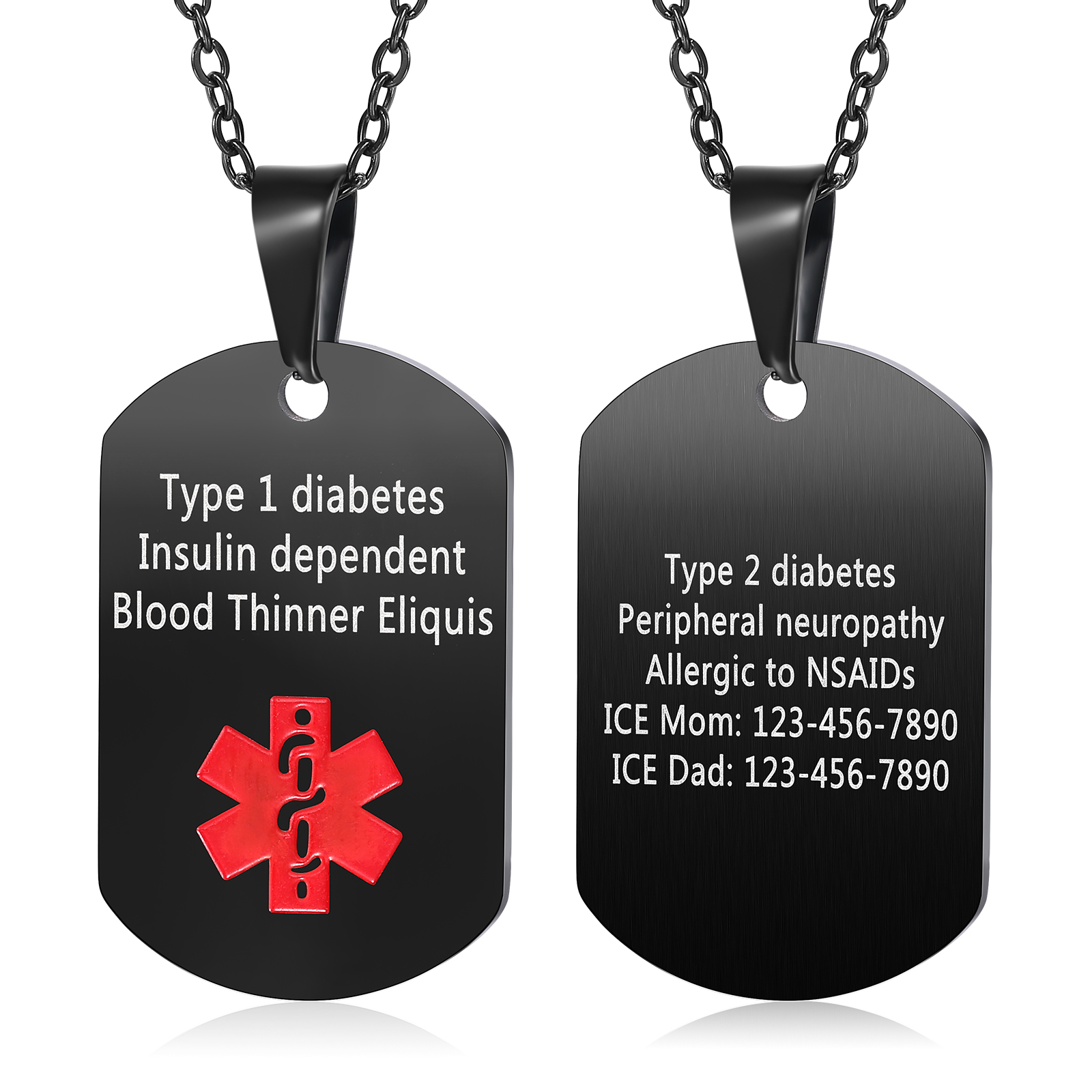 Personalised Medical Alert Necklace with Custom Engraving and Emergency Info Gift for Family | Jessemade