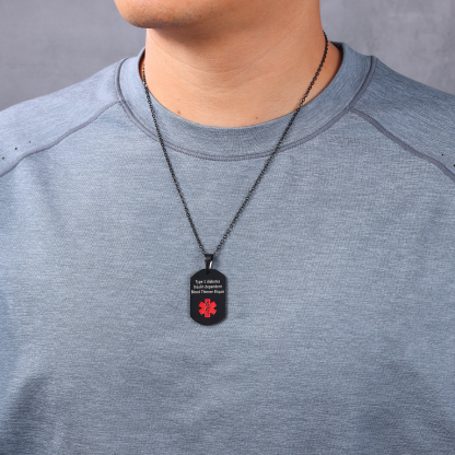 Personalised Medical Alert Necklace with Custom Engraving and Emergency Info Gift for Family | Jessemade