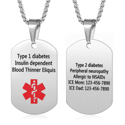 Personalised Medical Alert Necklace with Custom Engraving and Emergency Info Gift for Family | Jessemade