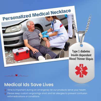 Personalised Medical Alert Necklace with Custom Engraving and Emergency Info Gift for Family | Jessemade