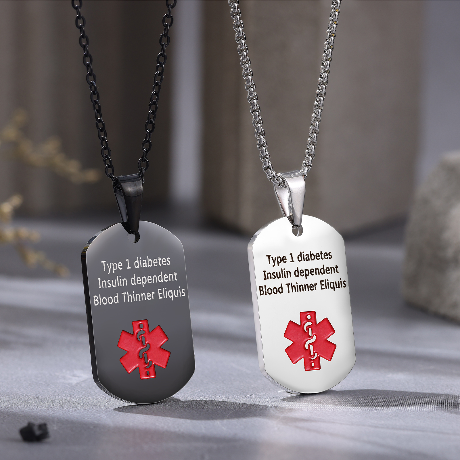 Personalised Medical Alert Necklace with Custom Engraving and Emergency Info Gift for Family | Jessemade