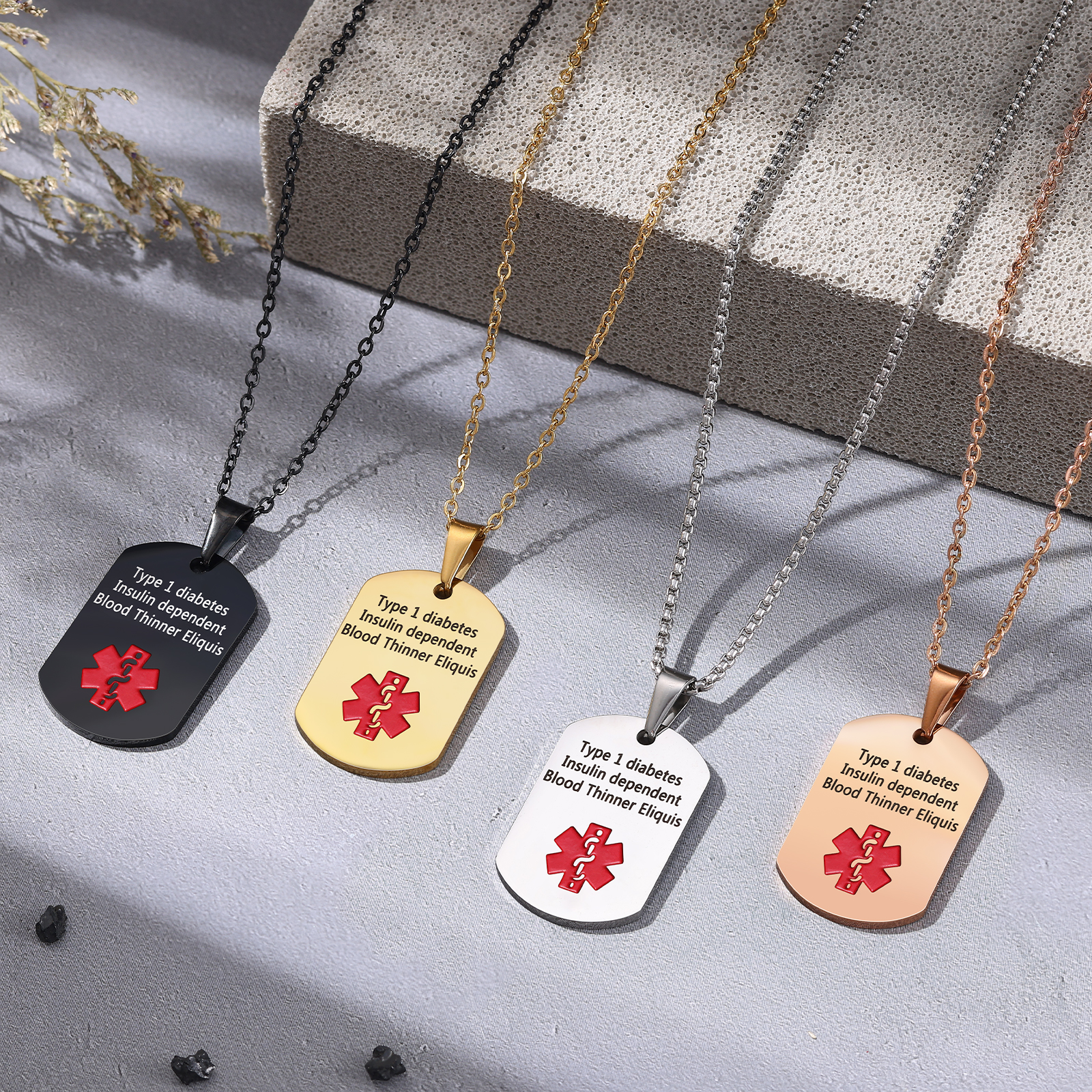 Personalised Medical Alert Necklace with Custom Engraving and Emergency Info Gift for Family | Jessemade