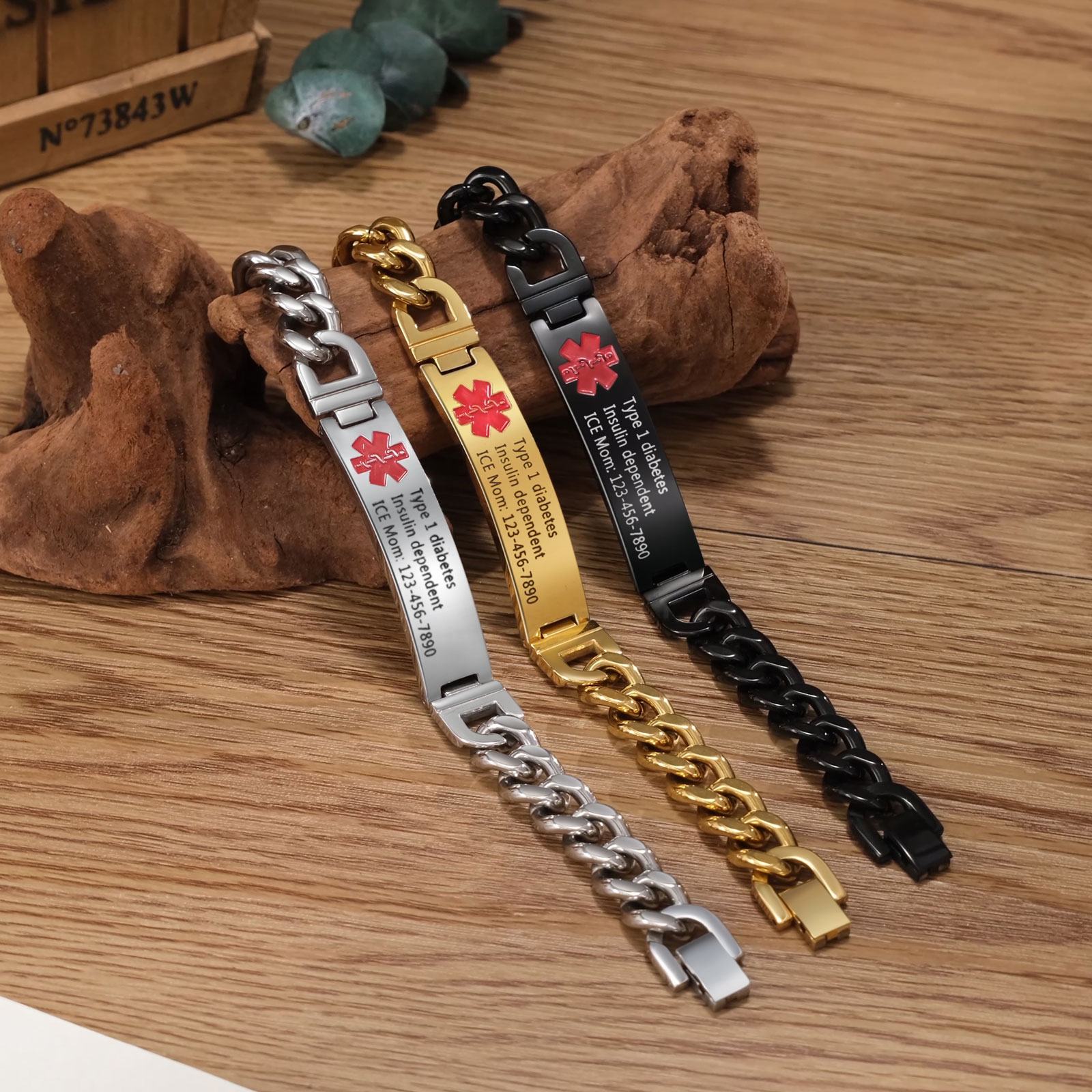 Custom Medical Alert ID Bracelet Practical Gift - Customized in the USA & Ships in 2 Days - for Dad, Mom, Grandpa, Grandma, Friend | Jessemade