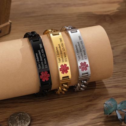 Custom Medical Alert ID Bracelet Practical Gift - Customized in the USA & Ships in 2 Days - for Dad, Mom, Grandpa, Grandma, Friend | Jessemade