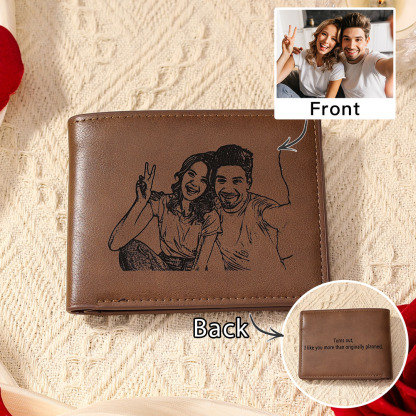 Personalized Leather Wallet Engraved Photo Short Purse Gifts For Grandpa | Jessemade