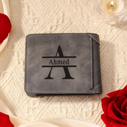 Personalized Men's Wallet with Custom Photo & Name & Letter PU Leather Wallet Couple Gift for Him | Jessemade