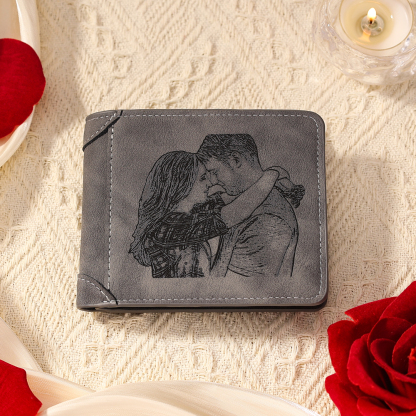 Personalized Men's Wallet with Custom Photo & Name & Letter PU Leather Wallet Couple Gift for Him | Jessemade