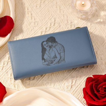 Personalized Women’s Wallet – Custom Names, Photo, Date, Initial Charm & “Forever Lucky” Engraving – Valentine’s Day Gift for Her | Jessemade