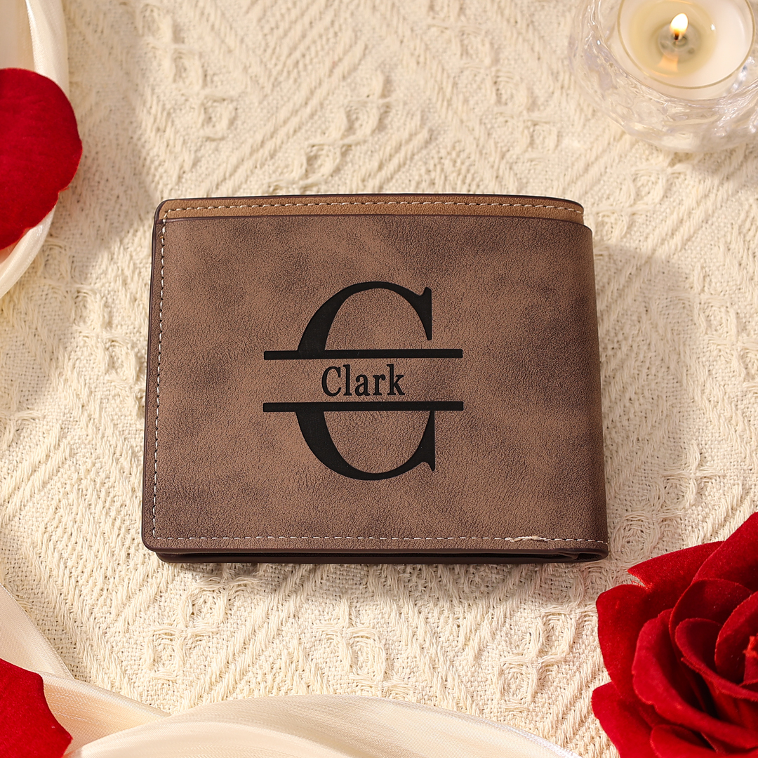 Personalized Leather Wallet Engraved Photo Short Purse Custom Folding Wallet Gifts For Him