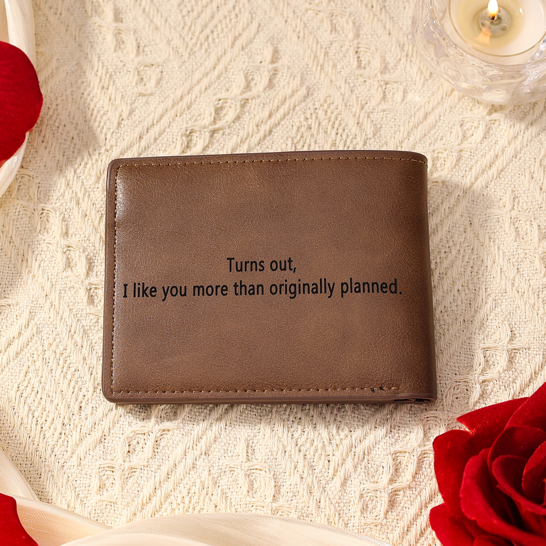 Personalized Leather Wallet Engraved Photo Short Purse Gifts For Grandpa | Jessemade