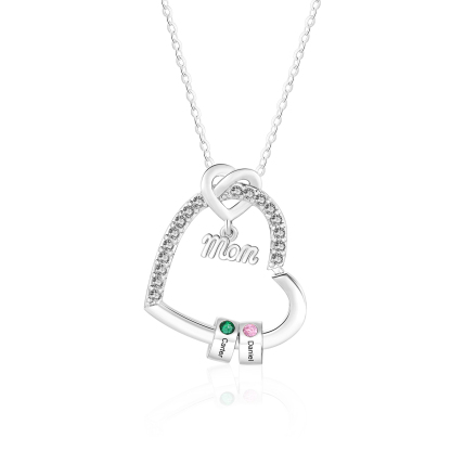Personalized Mom Heart Necklace with Names & Birthstone – Infinity Heart Pendant as a Loving Gift for Mom, Grandma, or Wife | Kettenmachen