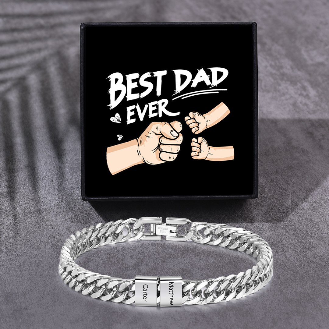 Personalized  Bracelet for Men with Custom Engraving 2-6 Names - Gift for Grandpa | Jessemade