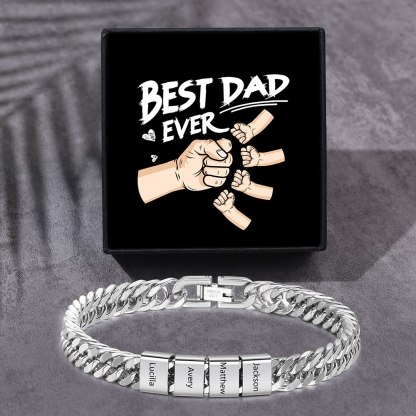 Personalized  Bracelet for Men with Custom Engraving 2-6 Names - Gift for Grandpa | Jessemade