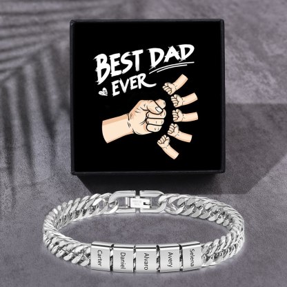 Personalized  Bracelet for Men with Custom Engraving 2-6 Names - Gift for Grandpa | Jessemade