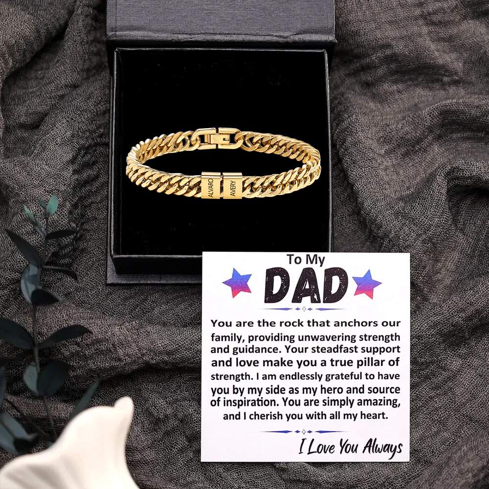 Personalized  Bracelet for Men with Custom Engraving 2-6 Names - Gift for Grandpa | Jessemade