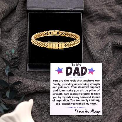 Personalized  Bracelet for Men with Custom Engraving 2-6 Names - Gift for Grandpa | Jessemade