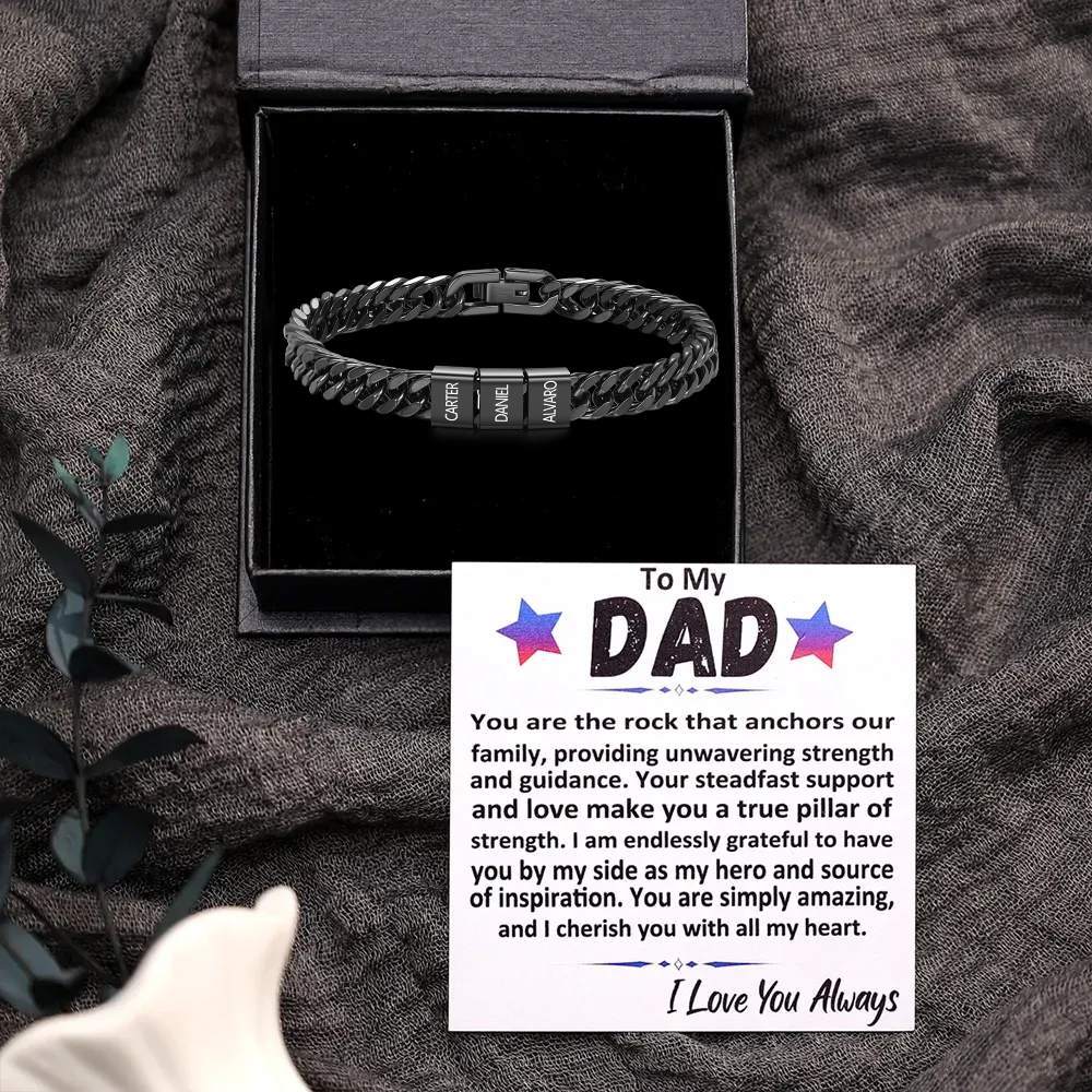 Personalized  Bracelet for Men with Custom Engraving 2-6 Names - Gift for Grandpa | Jessemade