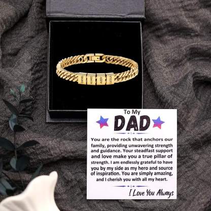 Personalized  Bracelet for Men with Custom Engraving 2-6 Names - Gift for Grandpa | Jessemade
