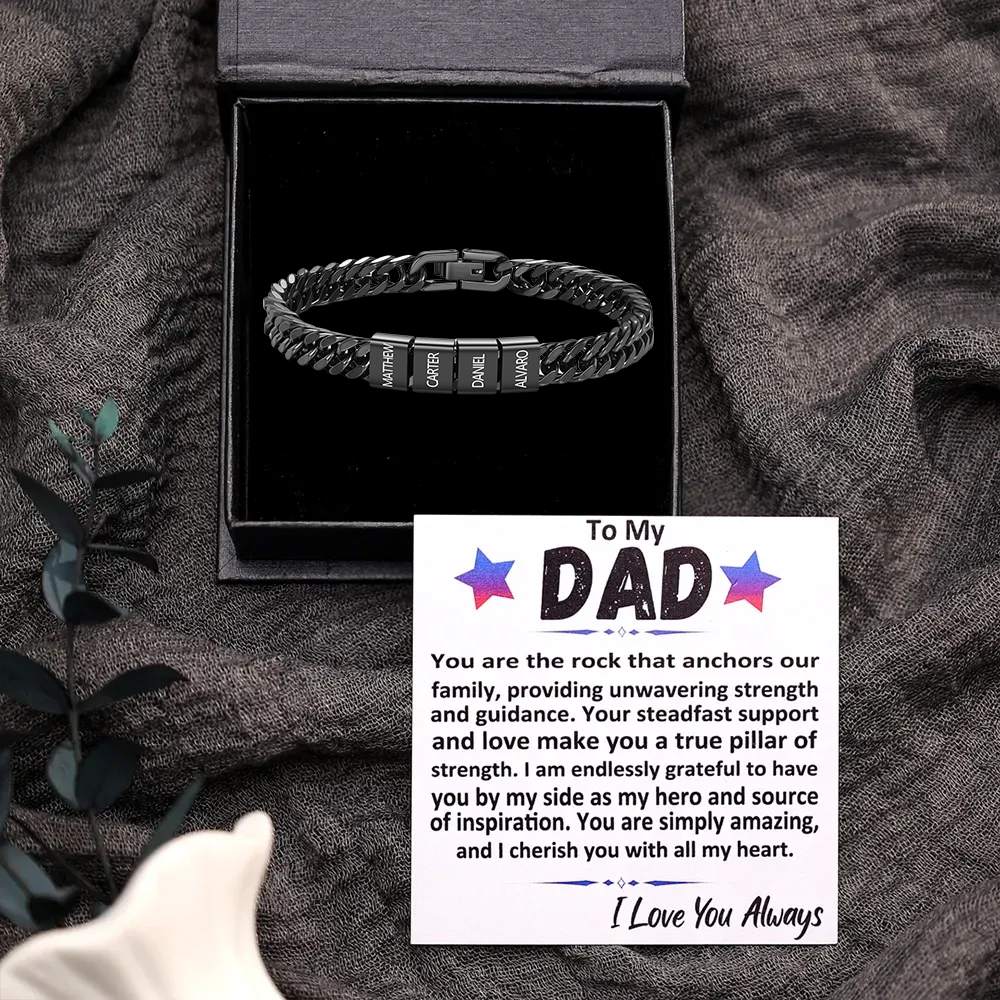 Personalized  Bracelet for Men with Custom Engraving 2-6 Names - Gift for Grandpa | Jessemade