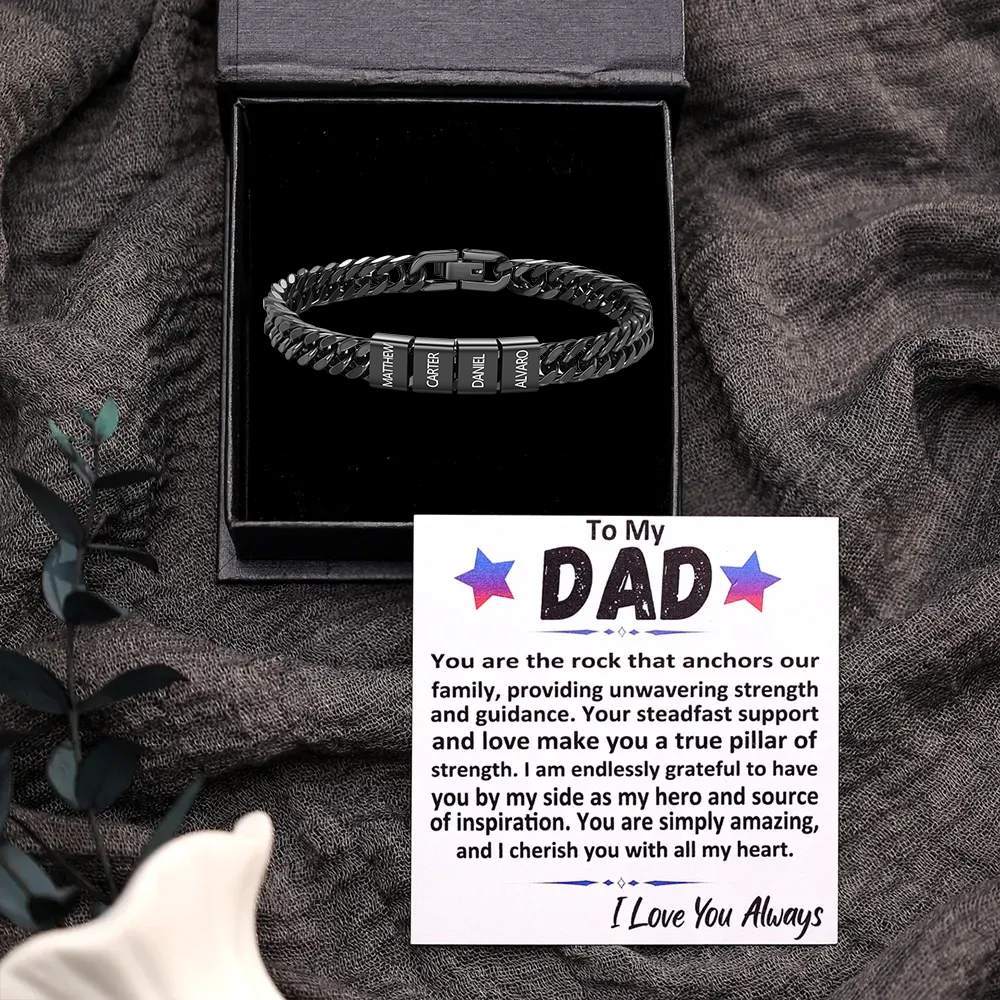 Personalized  Bracelet for Men with Custom Engraving 2-6 Names - Gift for Grandpa | Jessemade