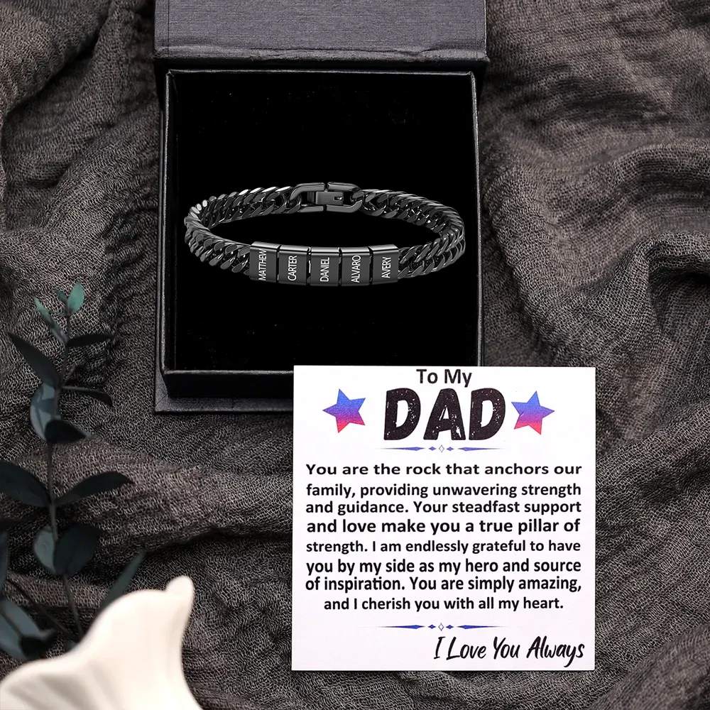 Personalized  Bracelet for Men with Custom Engraving 2-6 Names - Gift for Grandpa | Jessemade