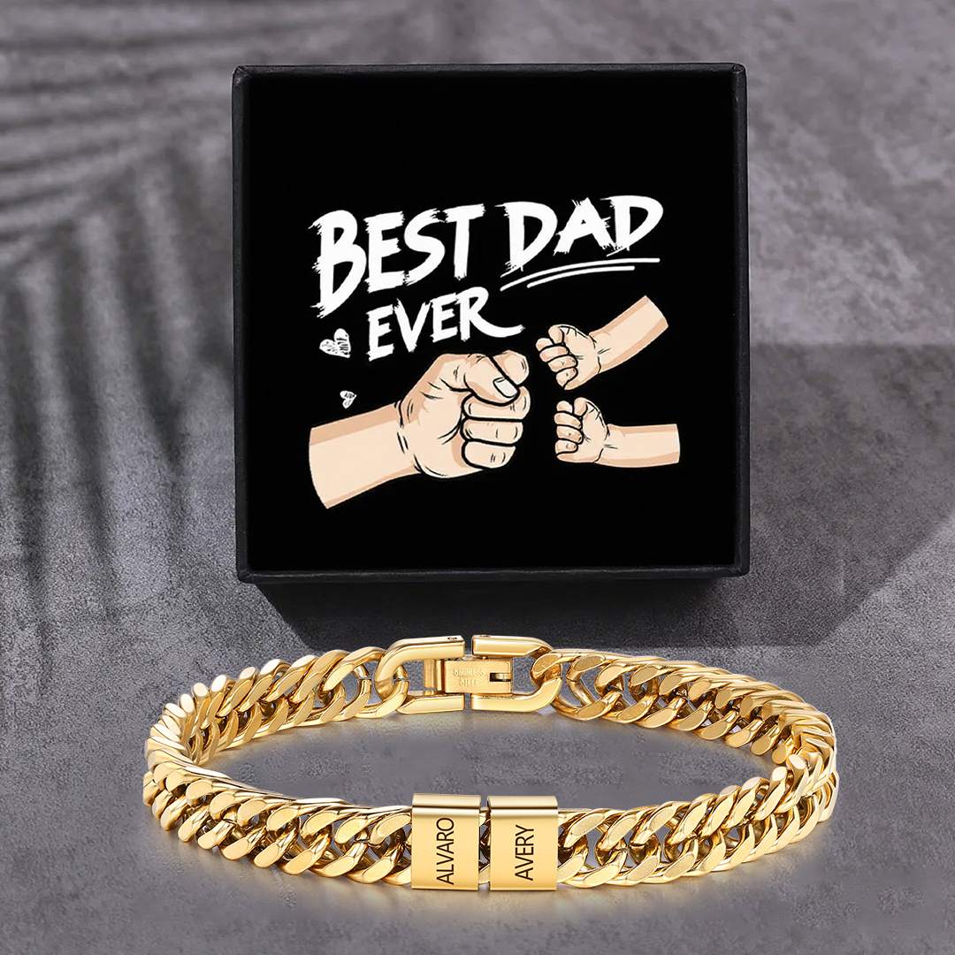 Personalized  Bracelet for Men with Custom Engraving 2-6 Names - Gift for Grandpa | Jessemade