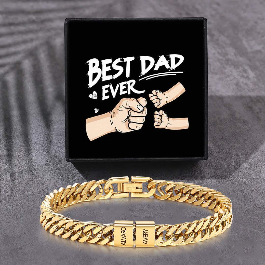 Personalized  Bracelet for Men with Custom Engraving 2-6 Names - Gift for Grandpa | Jessemade
