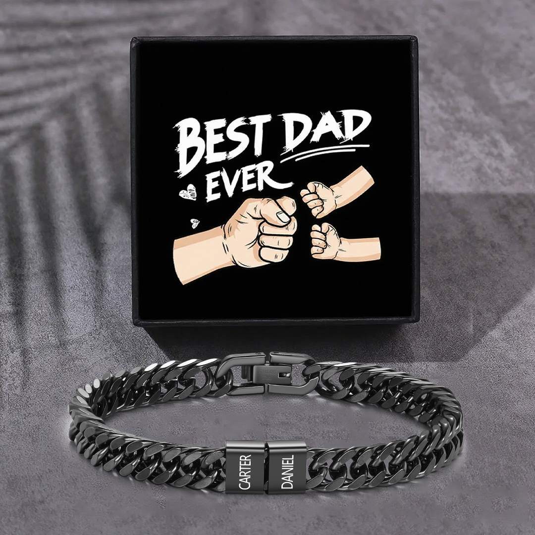 Personalized  Bracelet for Men with Custom Engraving 2-6 Names - Gift for Grandpa | Jessemade