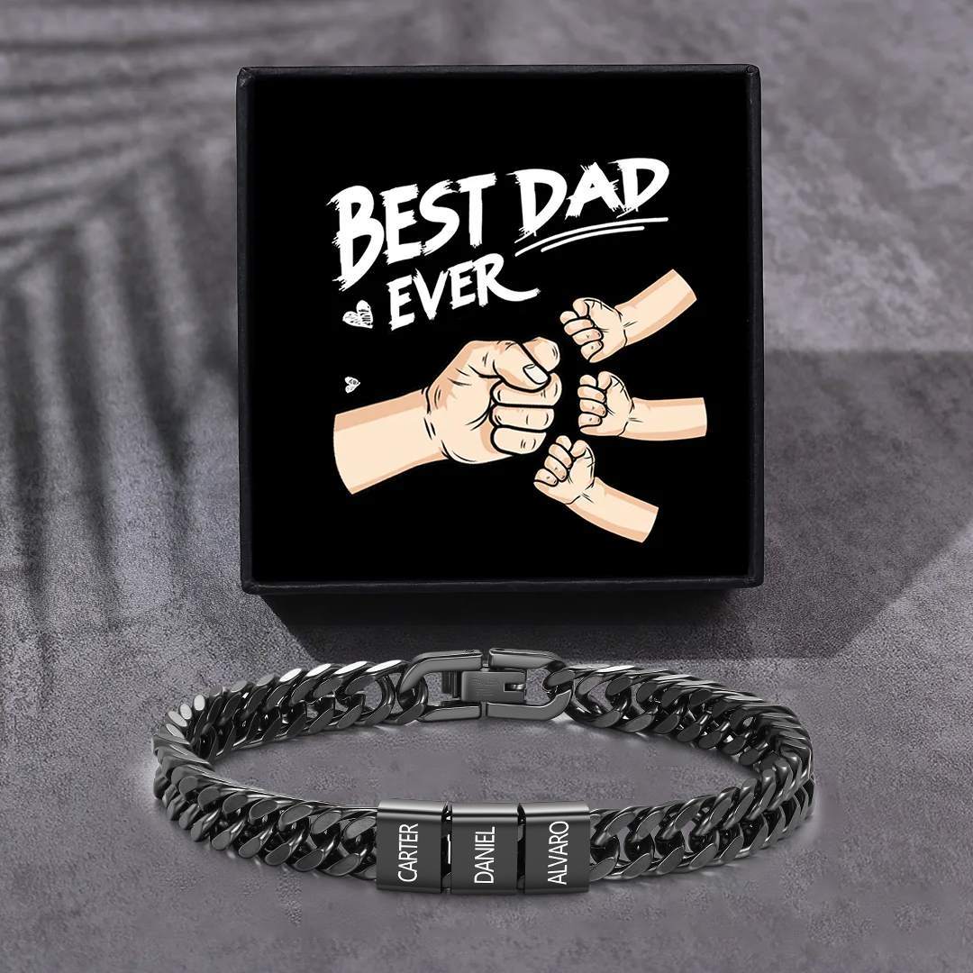 Personalized  Bracelet for Men with Custom Engraving 2-6 Names - Gift for Grandpa | Jessemade