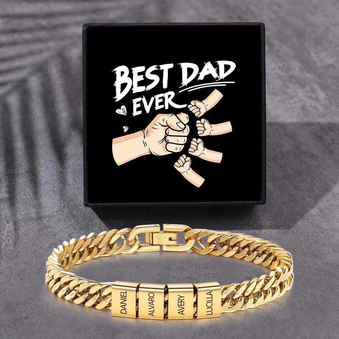 Personalized  Bracelet for Men with Custom Engraving 2-6 Names - Gift for Grandpa | Jessemade