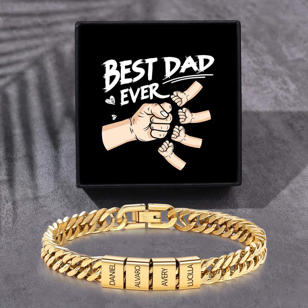 Personalized  Bracelet for Men with Custom Engraving 2-6 Names - Gift for Grandpa | Jessemade