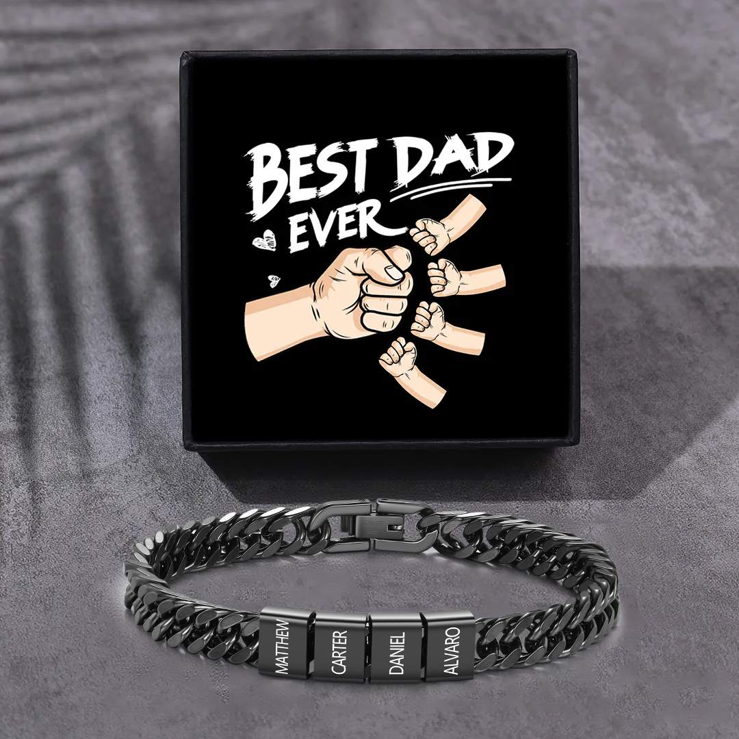 Personalized  Bracelet for Men with Custom Engraving 2-6 Names - Gift for Grandpa | Jessemade