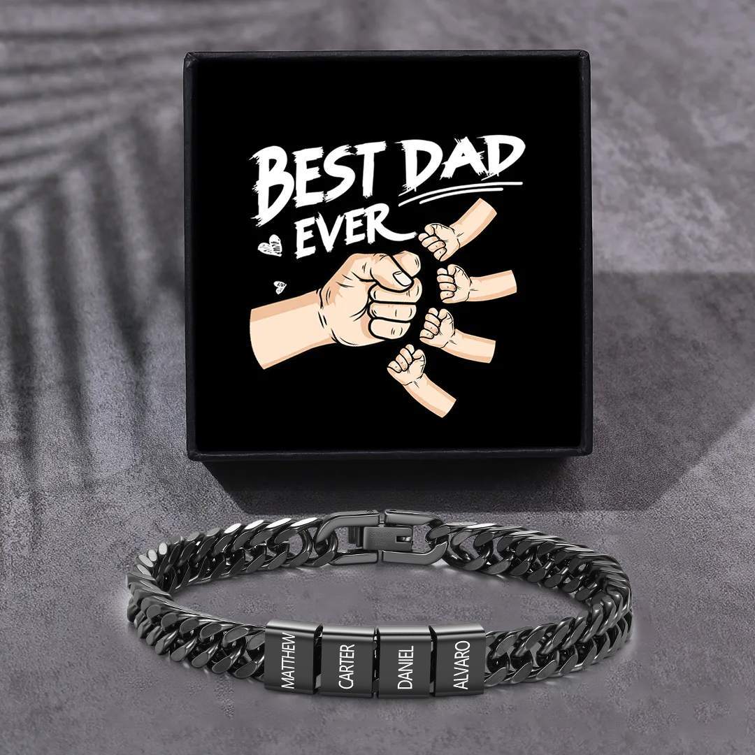 Personalized  Bracelet for Men with Custom Engraving 2-6 Names - Gift for Grandpa | Jessemade