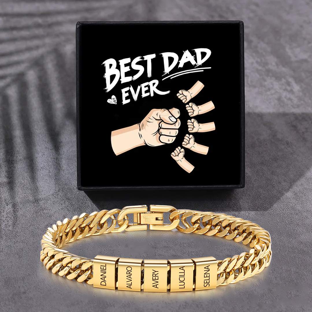 Personalized  Bracelet for Men with Custom Engraving 2-6 Names - Gift for Grandpa | Jessemade
