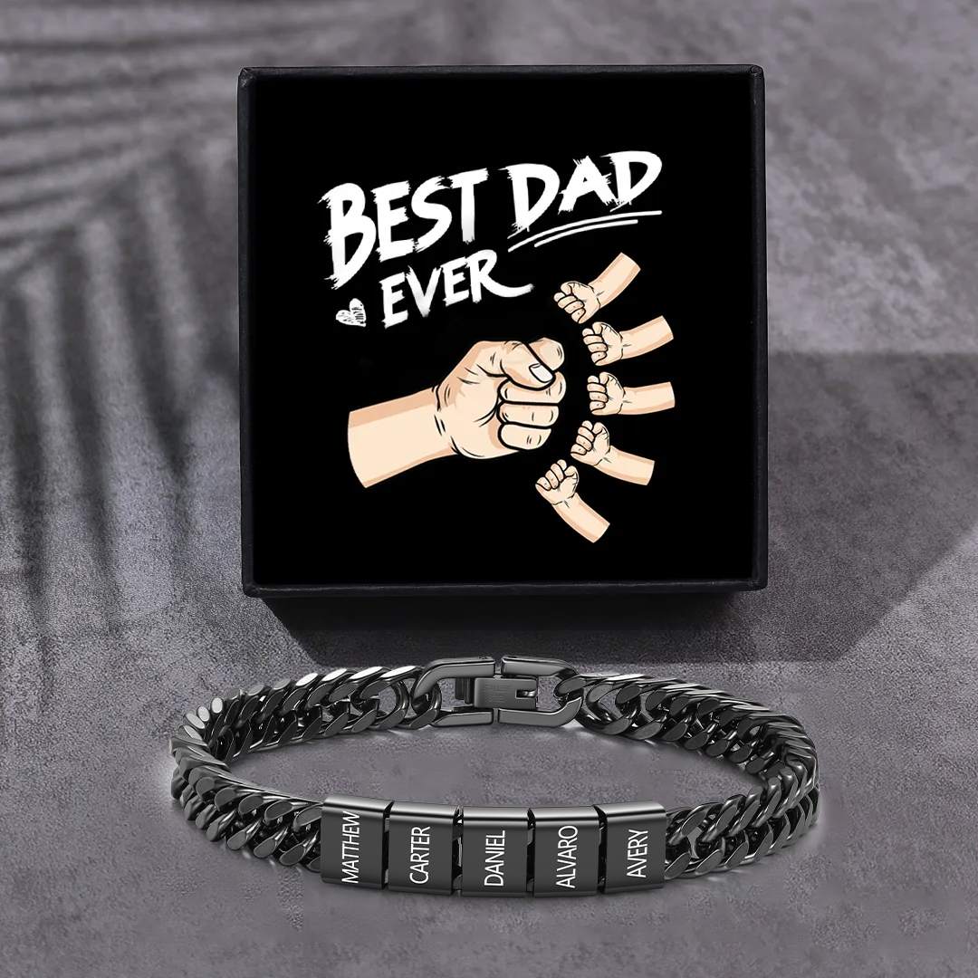 Personalized  Bracelet for Men with Custom Engraving 2-6 Names - Gift for Grandpa | Jessemade