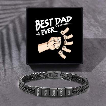 Personalized  Bracelet for Men with Custom Engraving 2-6 Names - Gift for Grandpa | Jessemade