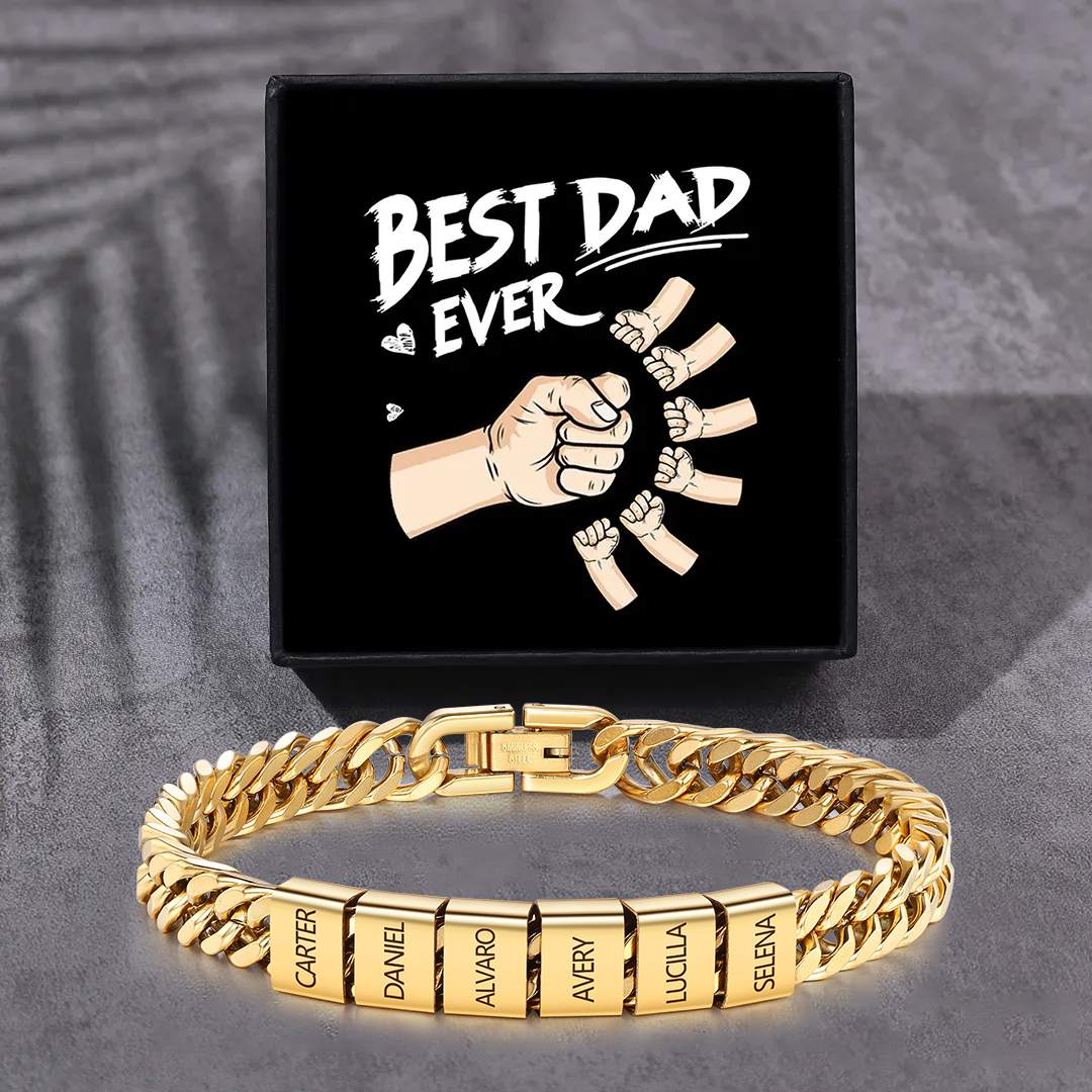 Personalized  Bracelet for Men with Custom Engraving 2-6 Names - Gift for Grandpa | Jessemade