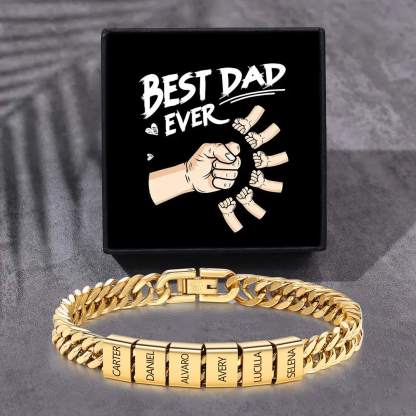 Personalized  Bracelet for Men with Custom Engraving 2-6 Names - Gift for Grandpa | Jessemade