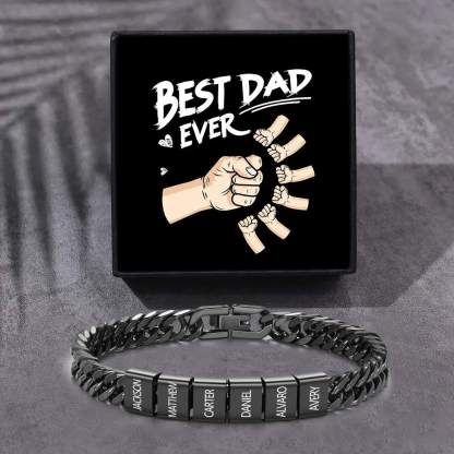 Personalized  Bracelet for Men with Custom Engraving 2-6 Names - Gift for Grandpa | Jessemade