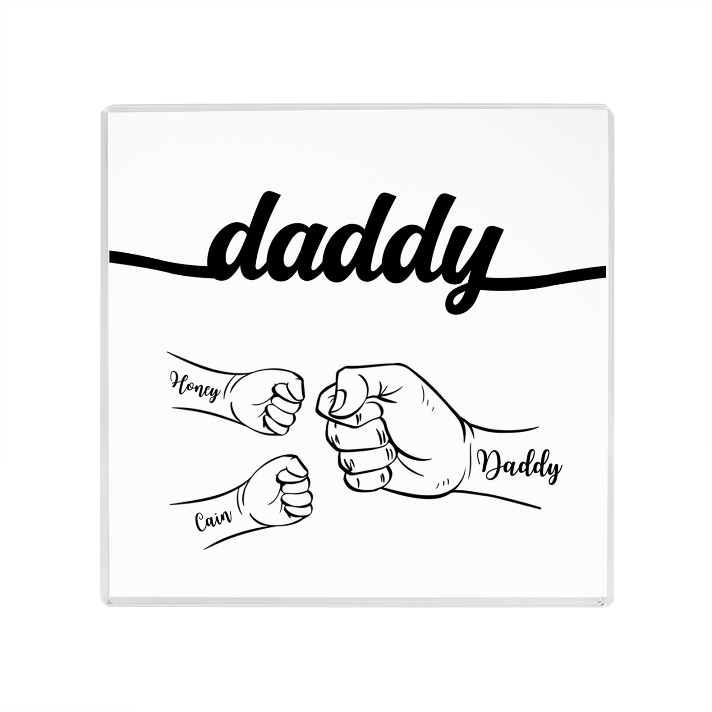 3 Names - Personalized Fist Acrylic  Keepsake Custom Text Acrylic Plaque Ornament Gift for Dad