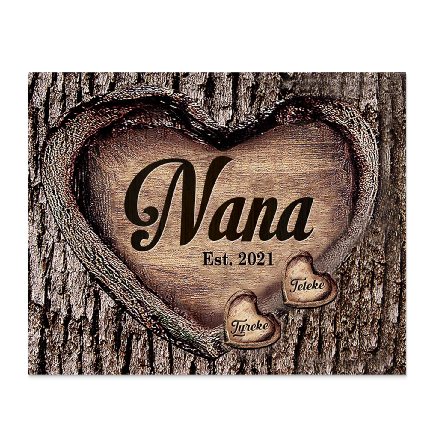 2 Names-Personalized Nana Wooden Ornament Custom Text And Date Home Decoration for Family