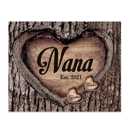 2 Names-Personalized Nana Wooden Ornament Custom Text And Date Home Decoration for Family