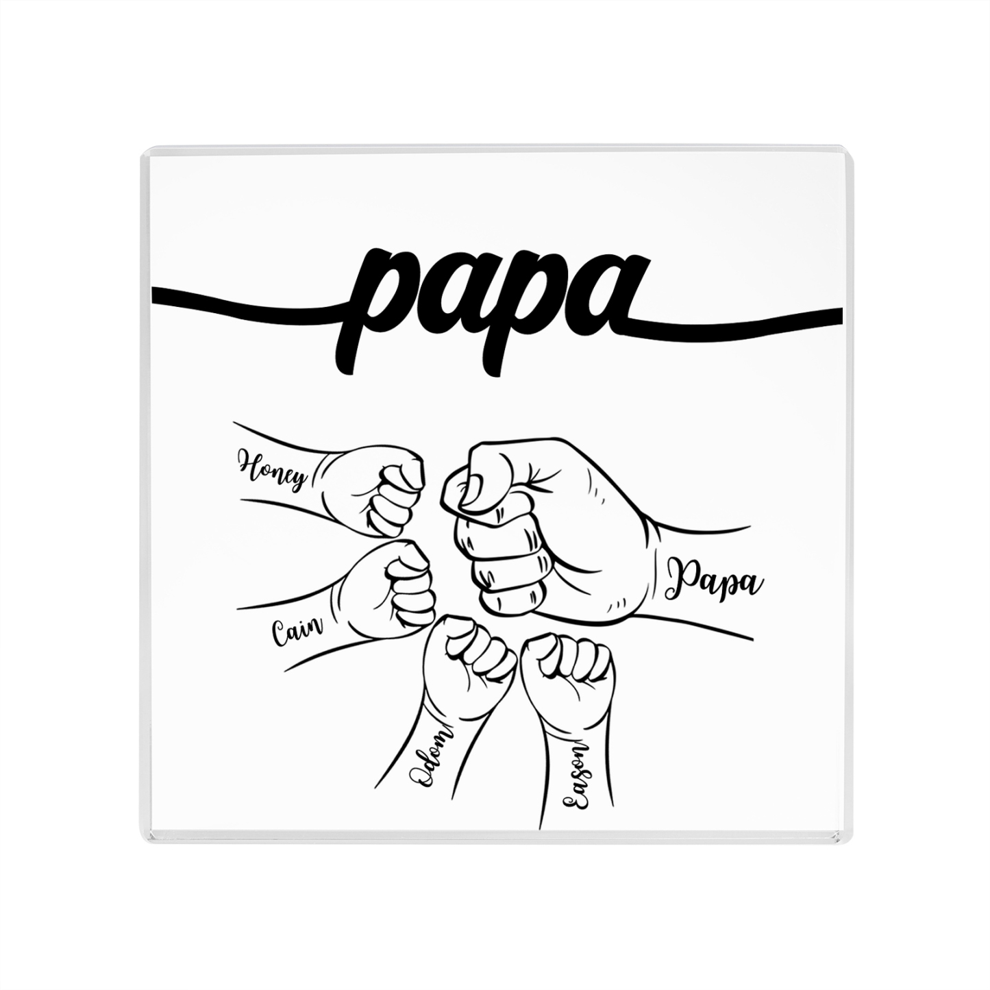 5 Names - Personalized Fist Acrylic  Keepsake Custom Text Acrylic Plaque Ornament Gift for Dad