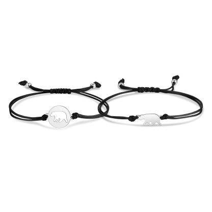 2 Pcs Bear Bracelets Stainless Steel Bear Braided Bracelets Back to School Gifts for Kids