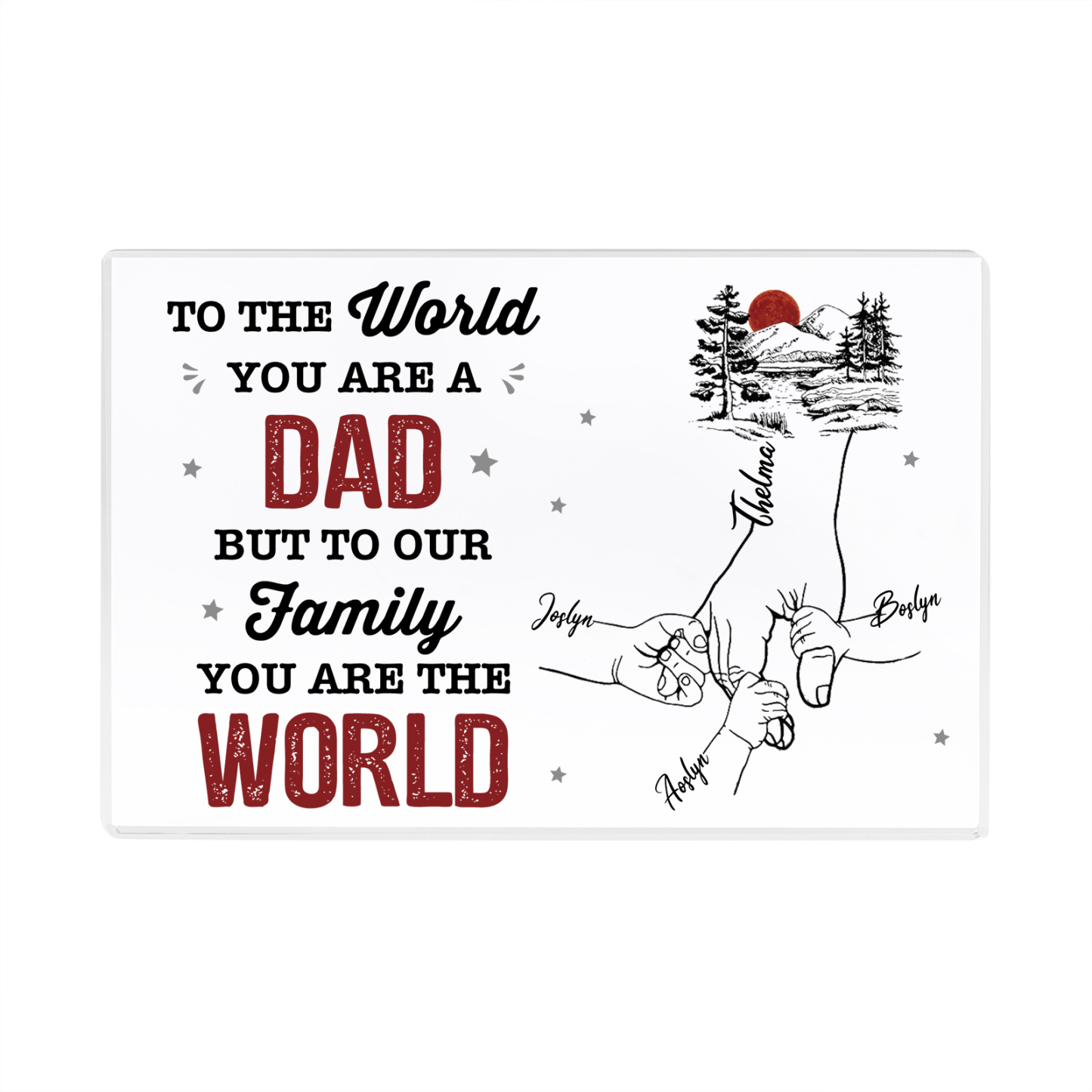 4 Names - Personalized Holding Hands Acrylic  Keepsake Ornament Gift for Dad