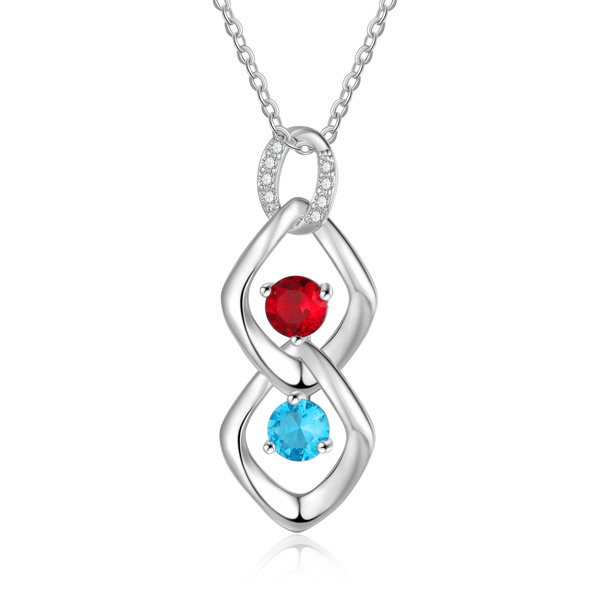 2 Names - Personalized Birthstone Necklace With Name Engraved For A Special Gift For Mom/Grandma